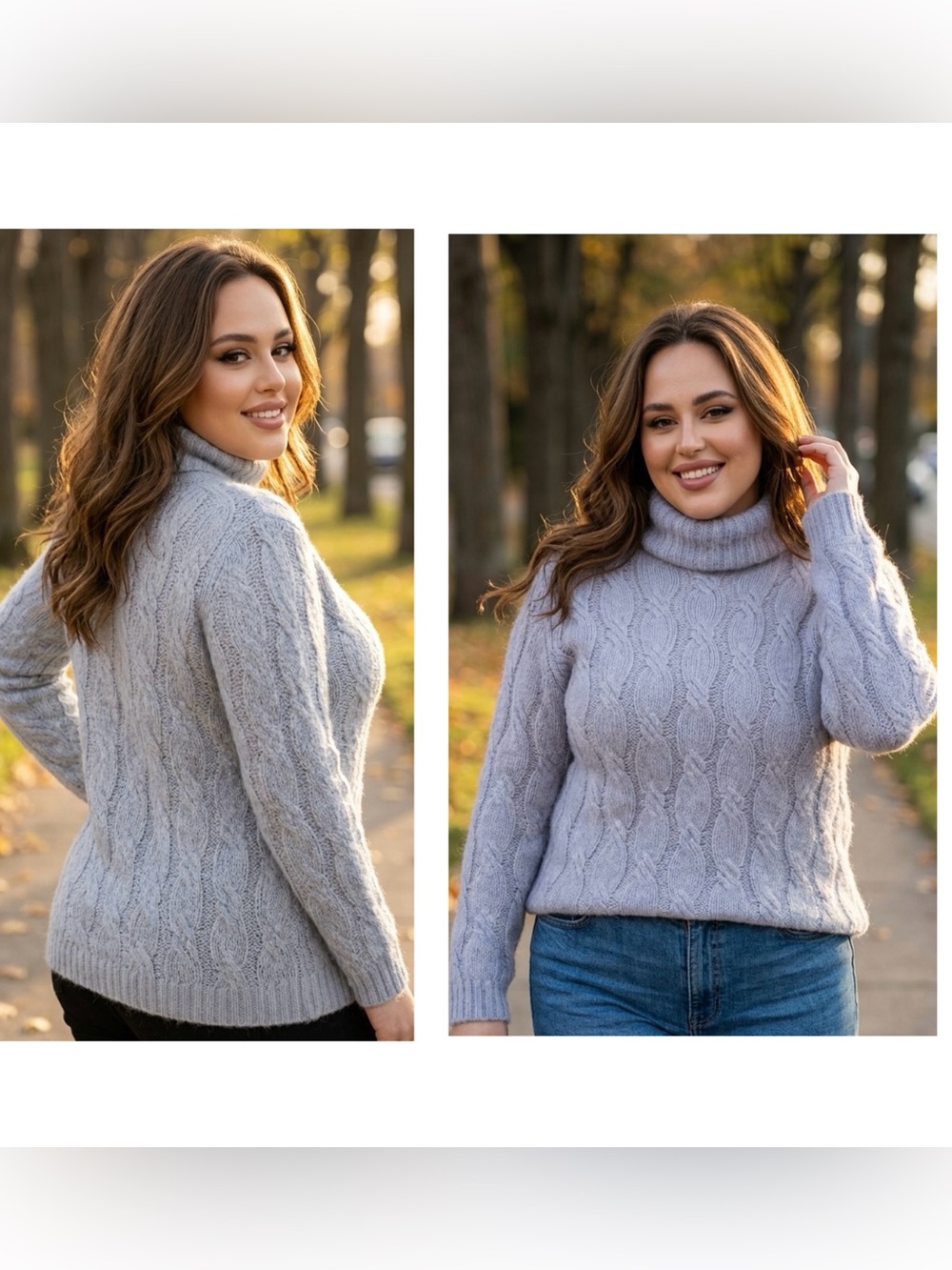 Lily Stanhope Cozy Cable-Knit Turtleneck Wool blend Sweater - Lt. Lavender Sz 1X
